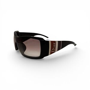 Christian Dior Sunglasses Shield Logo Oversized DIOR STRIPES Black Vintage Y2K